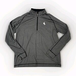 Straight Down Pullover Mens Large Striped 1/4 Zip Golf Raglan Wyoming Cowboys